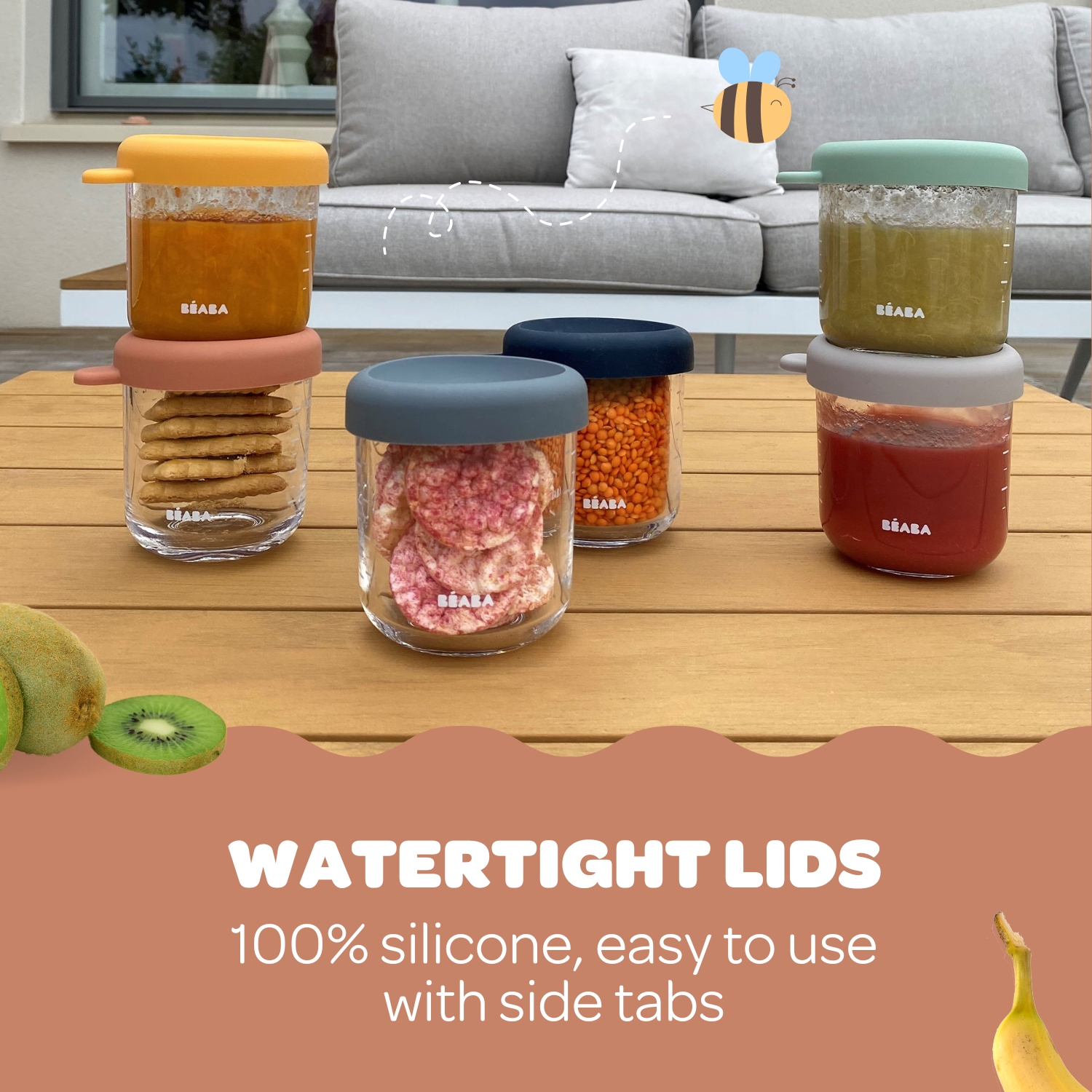 Beaba 250ml Glass & Silicone Containers - 2 Pack