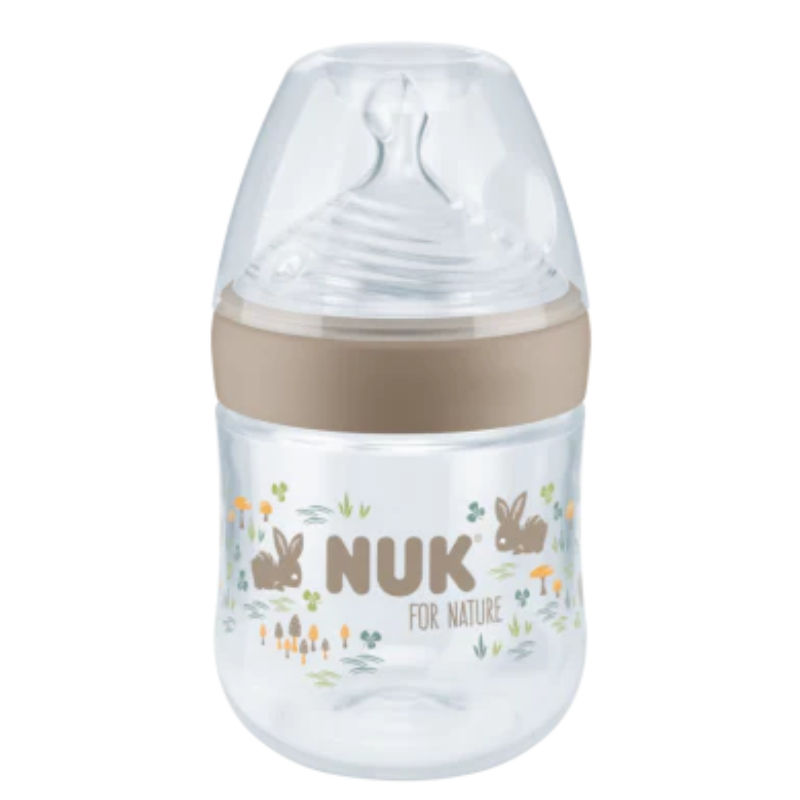 NUK For Nature Temperature Control PP Bottle 150ml with Silicone Teat Size S - Brown