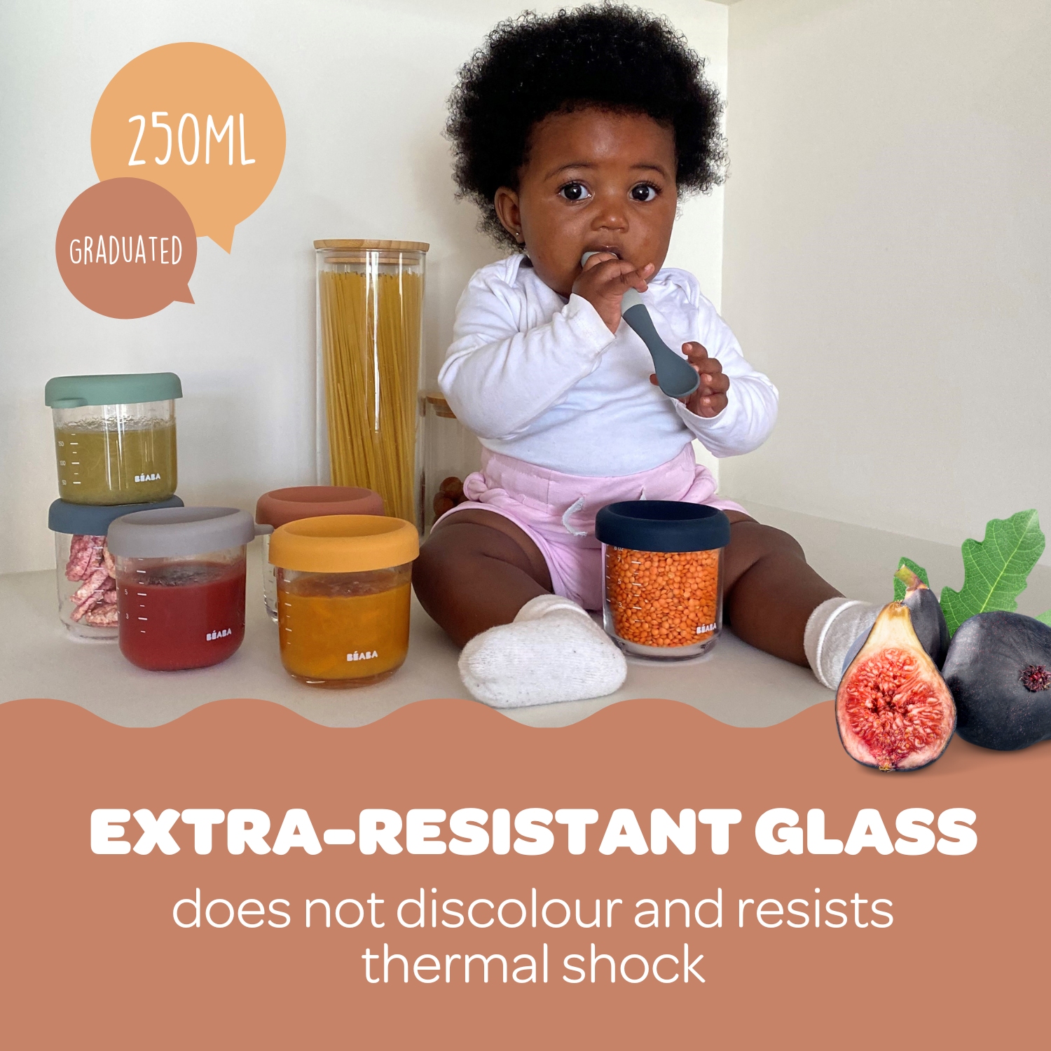 Beaba 250ml Glass & Silicone Containers - 2 Pack