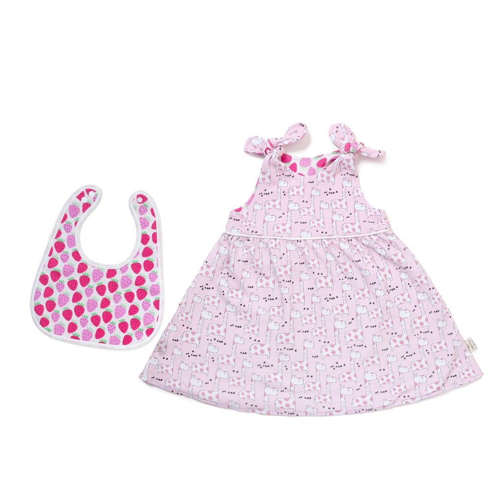 Cotton Pigs Giraffe and Strawberries Bib Set - 12-18 months