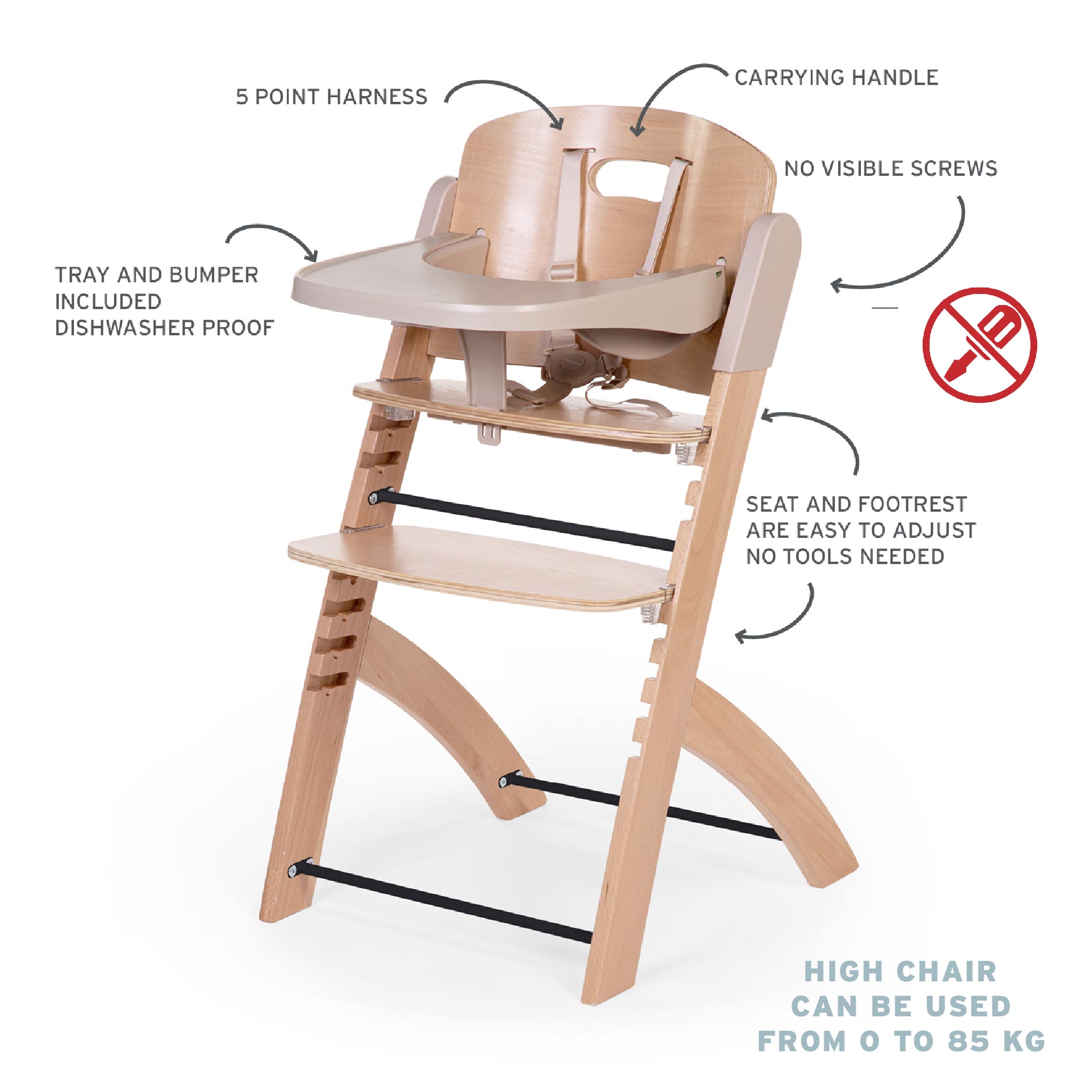 Childhome Evosit High Chair + Feeding Tray