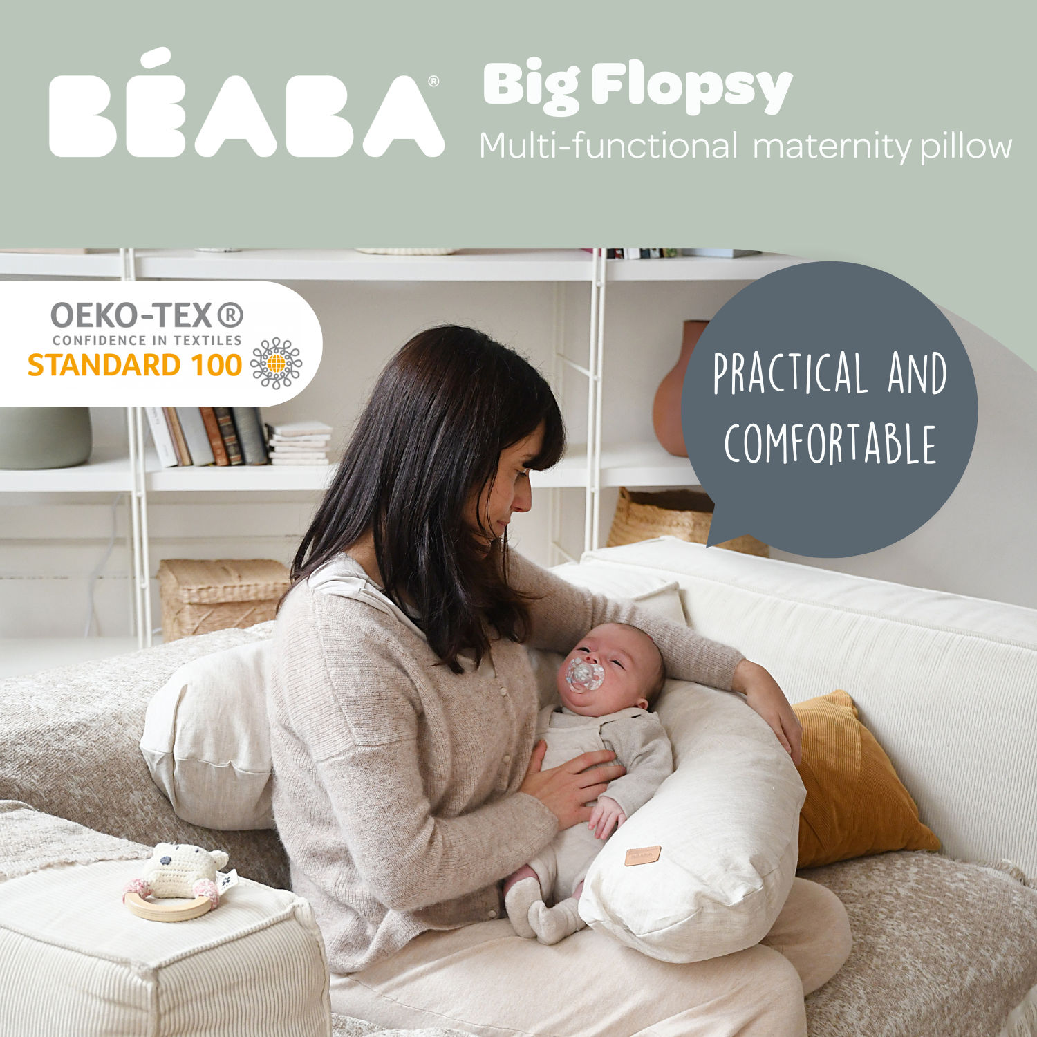 Beaba Big Flopsy Maternity and Nursing Pillow - Jersey, Stella