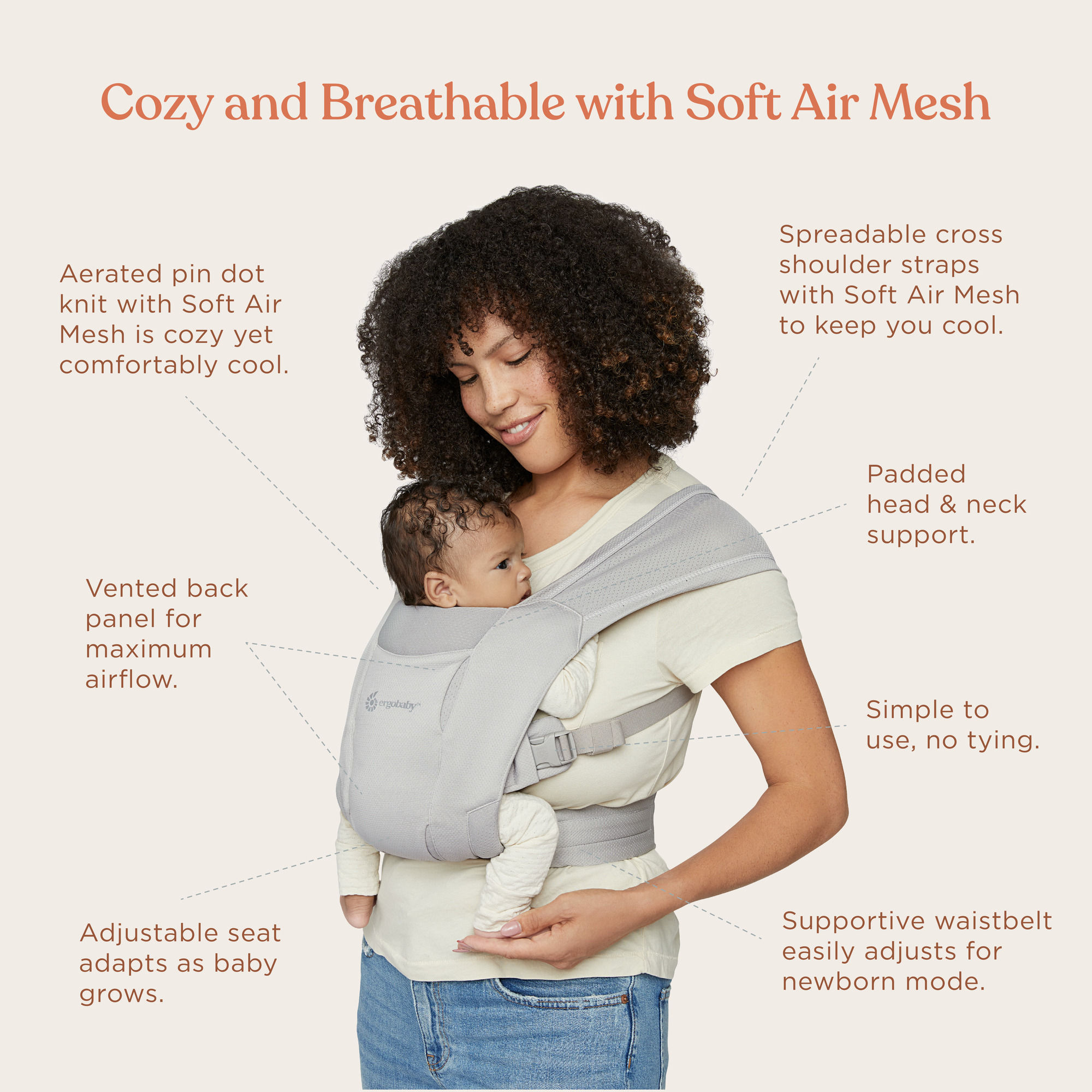 Ergobaby Embrace Cozy Newborn Carrier - Soft Air Mesh