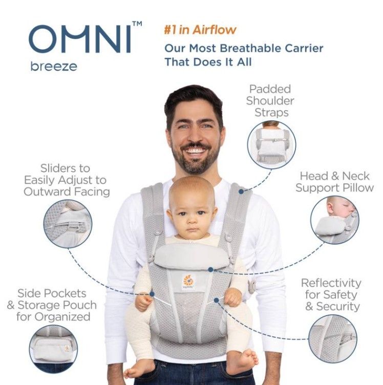 Ergobaby Omni Breeze Baby Carrier - Twilight Blue Daisies