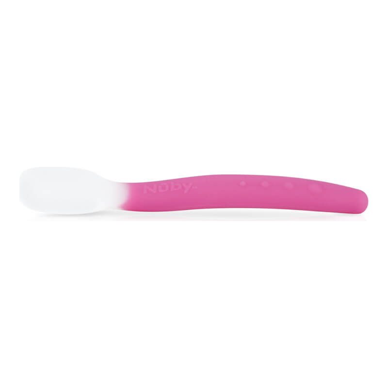 Nuby Garden Fresh Silicone Spoon with Case - Pink
