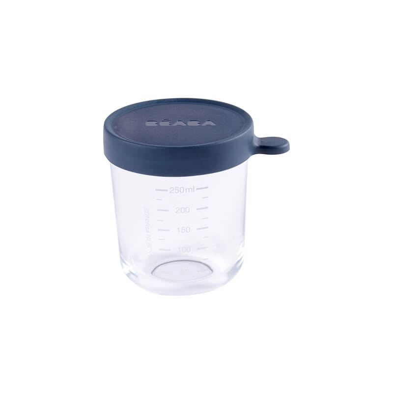 Beaba Glass & Silicone Container 250ml - Dark Blue