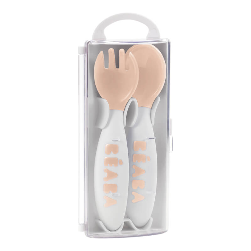 Beaba Second Stage Ergonomic Cutlery Set of 2 - Old Pink