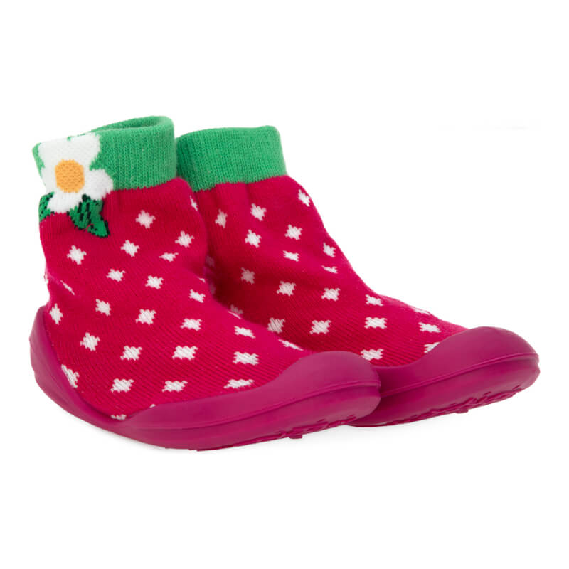 Nuby Snekz Sock & Shoe Small - Red with White Diamonds