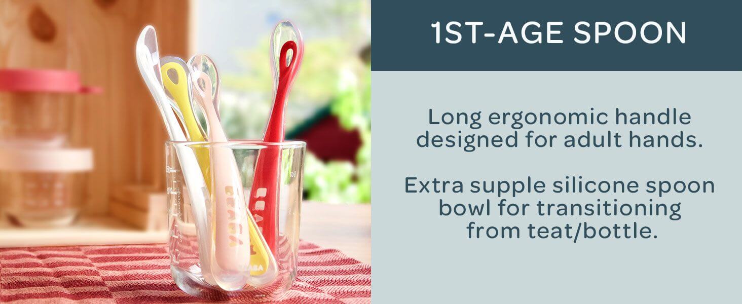 Beaba 1st Stage Silicone Spoons 2 Pack with Case