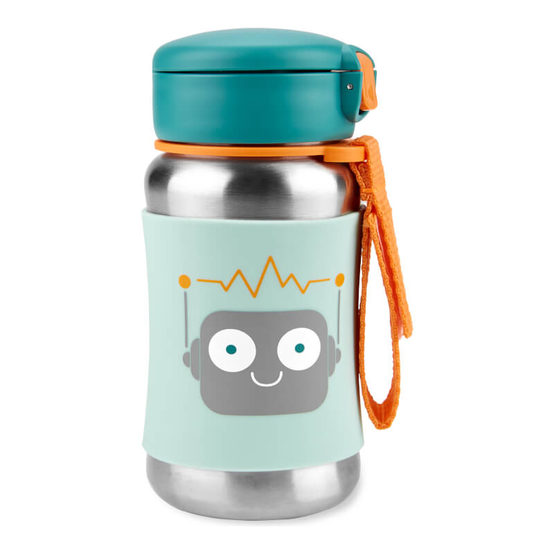 Skip Hop Spark Style Stainless Steel Straw Bottle 350ml - Robot