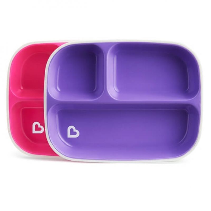 Munchkin Splash Toddler Divided Plates 2-Pack - Pink/Purple