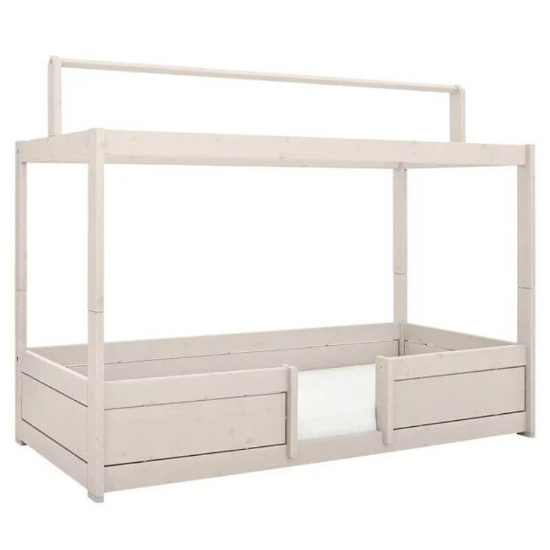 LIFETIME Kidsrooms 4-in-1 House Bed with a Roof For Fabric 90x200cm - Whitewash