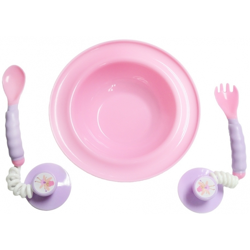 Ezee-Reach Stay-Put Cutlery+Bowl - Pink Fairy