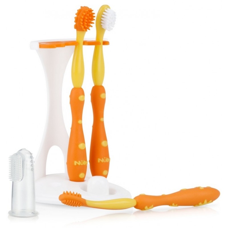 Nuby Oral Care Set (4 Stage) - Yellow/Orange