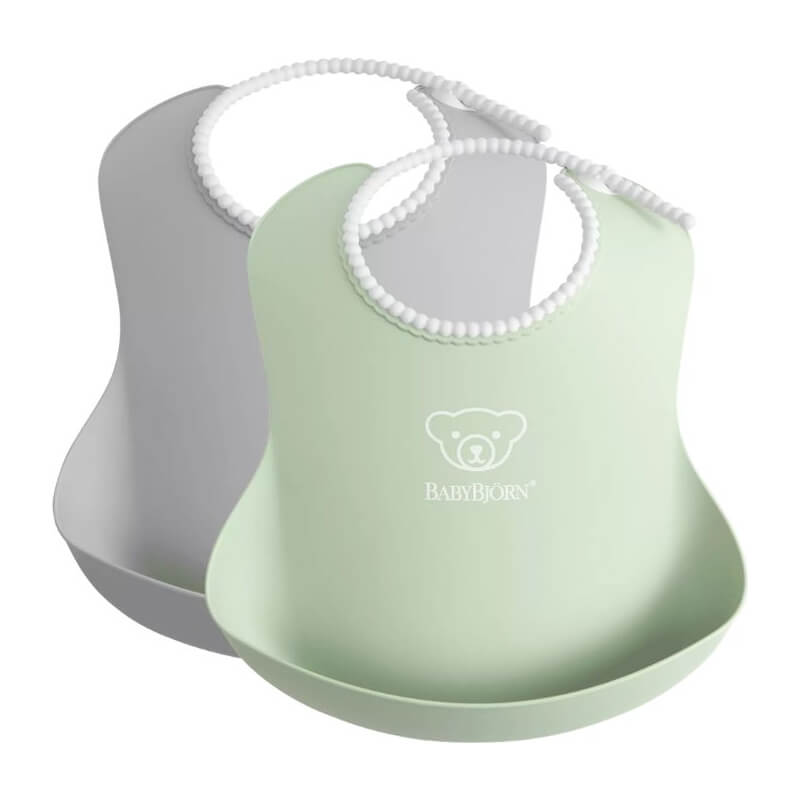 BabyBjorn Baby Bib 2-Pack - Grey/Powder Green