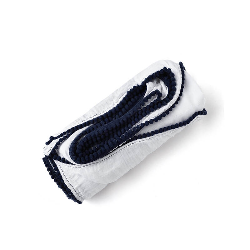 Malabar Baby Bamboo Pom Pom Swaddle - Navy