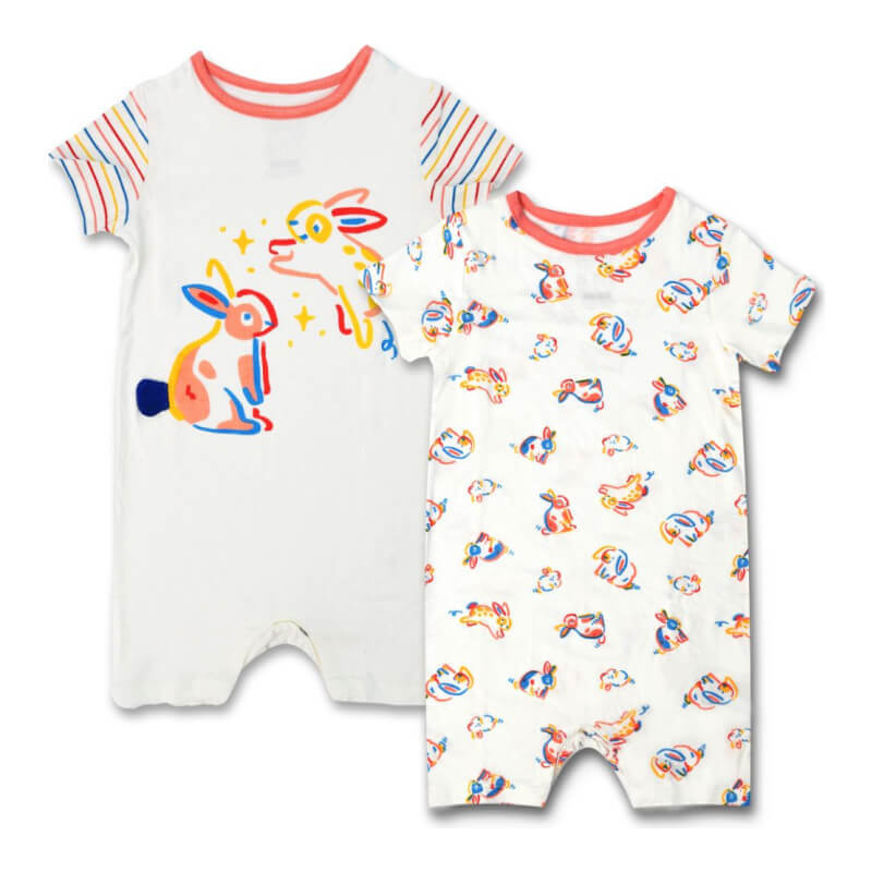 NotTooBig Bamboo Romper 2-Pack - Bunny - 18-24m