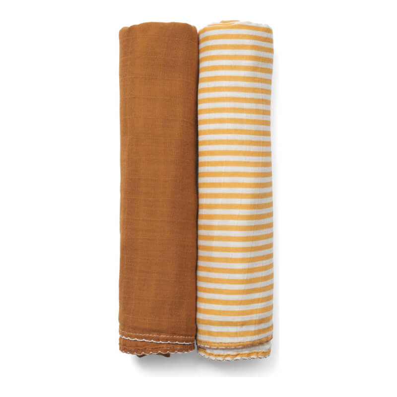 DockATot Bamboo Swaddle Set 120x120cm - Golden Stripe / Pumpkin Spice