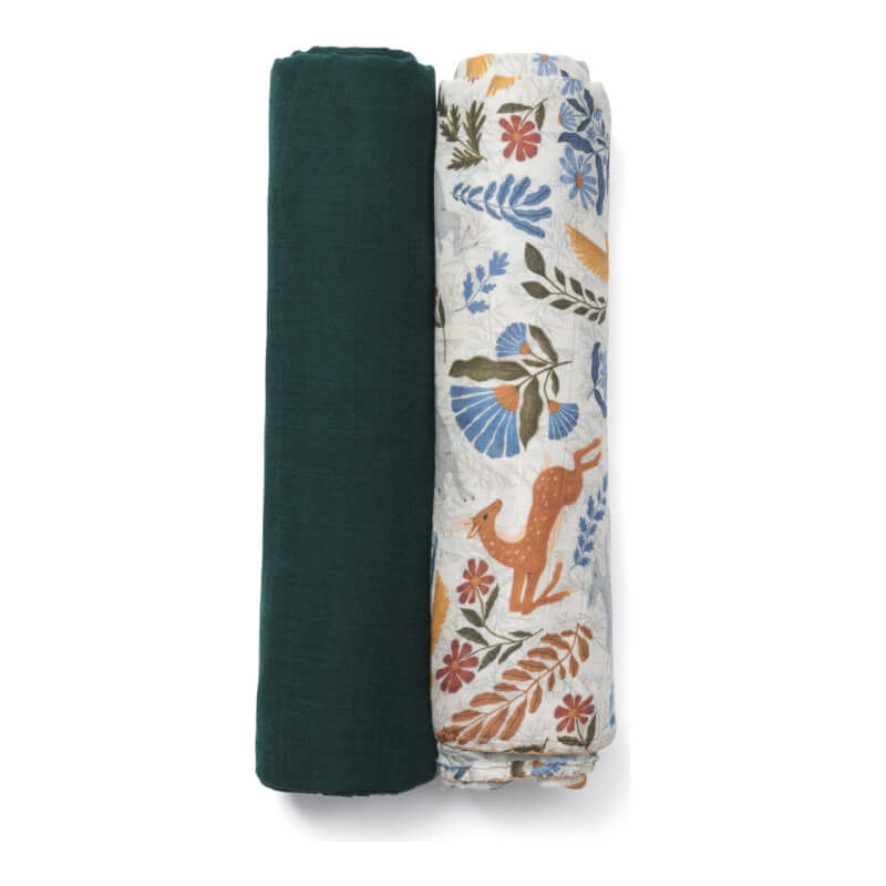 DockATot Bamboo Swaddle Set 120x120cm - Woodland / Deep Teal