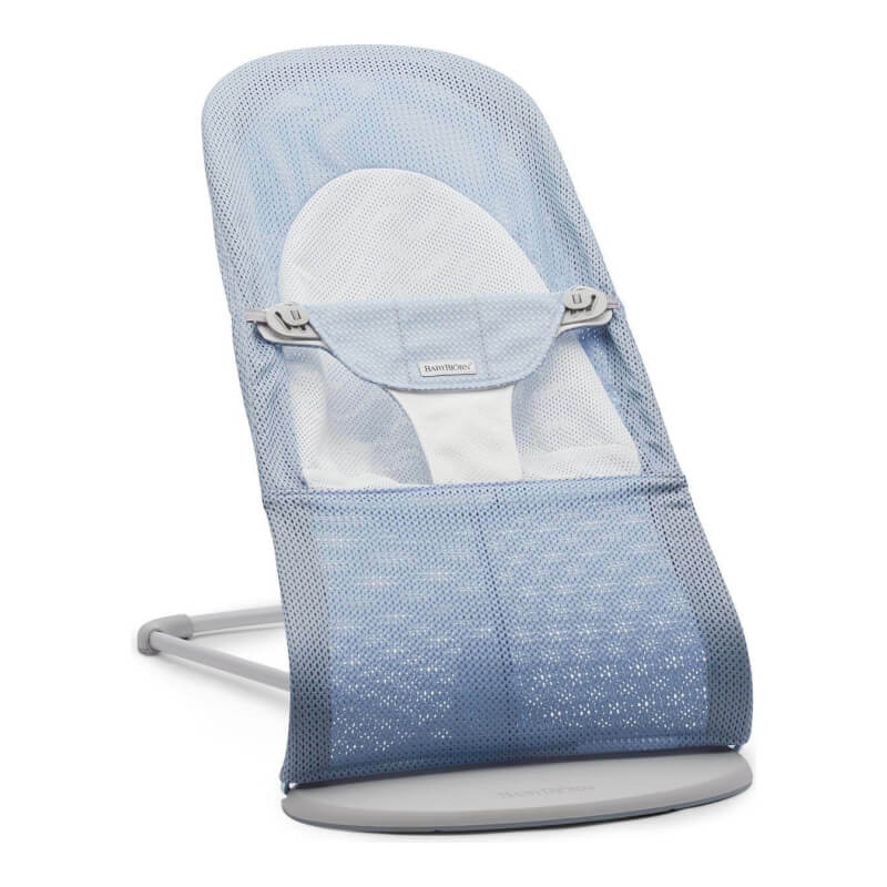 BabyBjorn Bouncer Balance Soft, Mesh - Sky Blue/White, Grey Frame