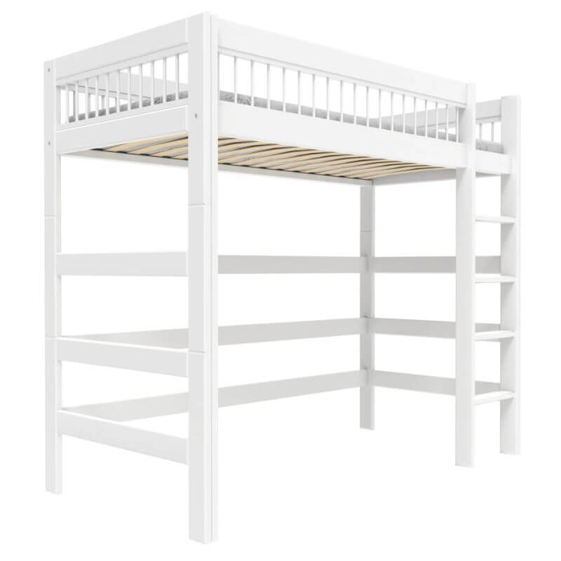 LIFETIME Kidsrooms Breeze High Bed with Straight Ladder 90x200cm - White