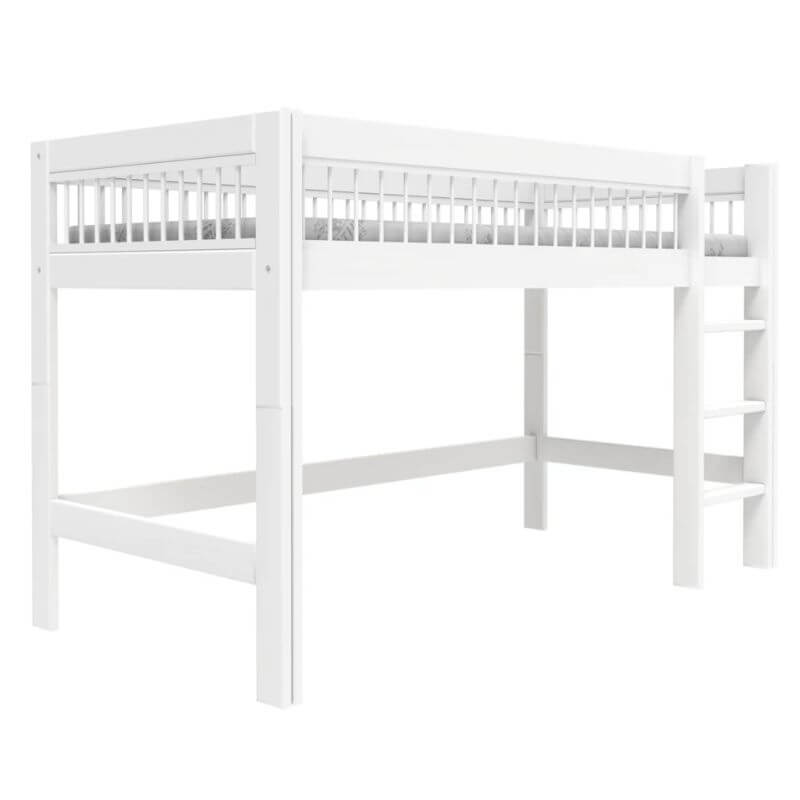 LIFETIME Kidsrooms Breeze Semi High Bed with Straight Ladder 90x200cm - White