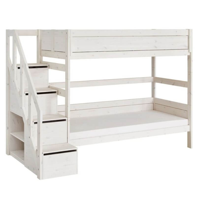 LIFETIME Kidsrooms Bunk Bed with Step Ladder 90x200cm - Whitewash