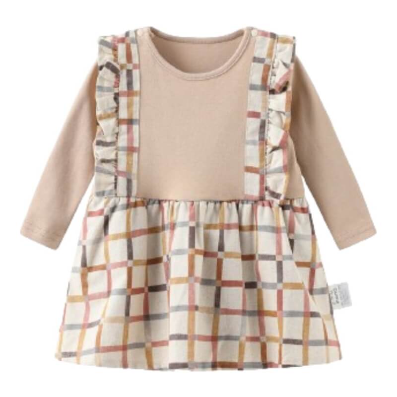 Mimi Mono Checkered Pinafore Onesie - 6-12 months