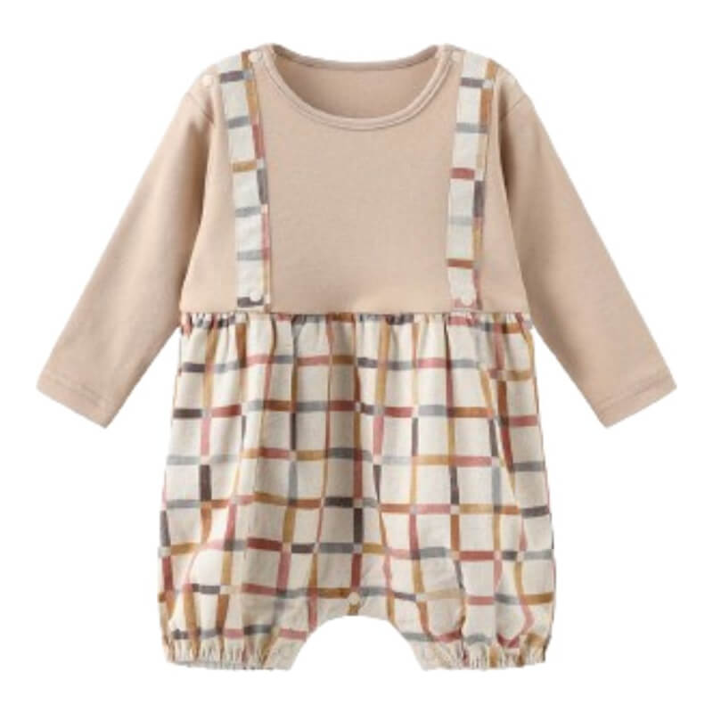 Mimi Mono Checkered Suspender Onesie - 6-12 months