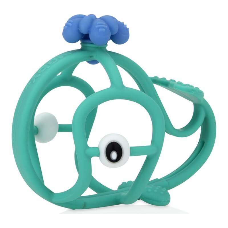 Nuby Chewy Chums Silicone Character Teething Ball - Teal Whale