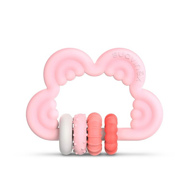 Suavinex Cloud Silicone Educational Teething Ring - Pink