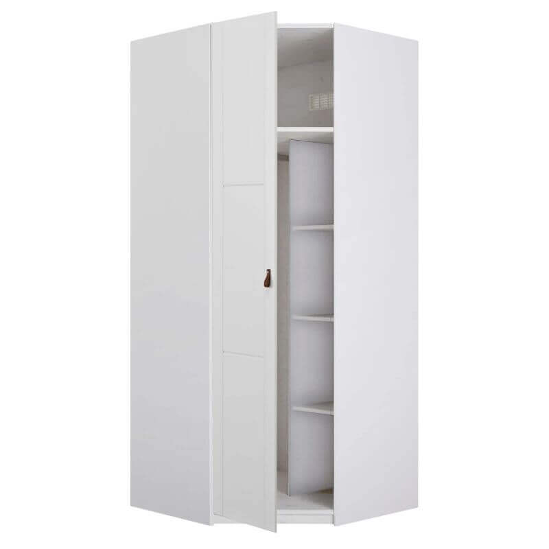 LIFETIME Kidsrooms Corner Wardrobe with Clothes Rail & Shelves - White