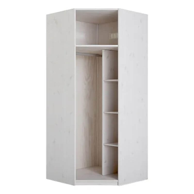 LIFETIME Kidsrooms Corner Wardrobe with Clothes Rail & Shelves - Whitewash