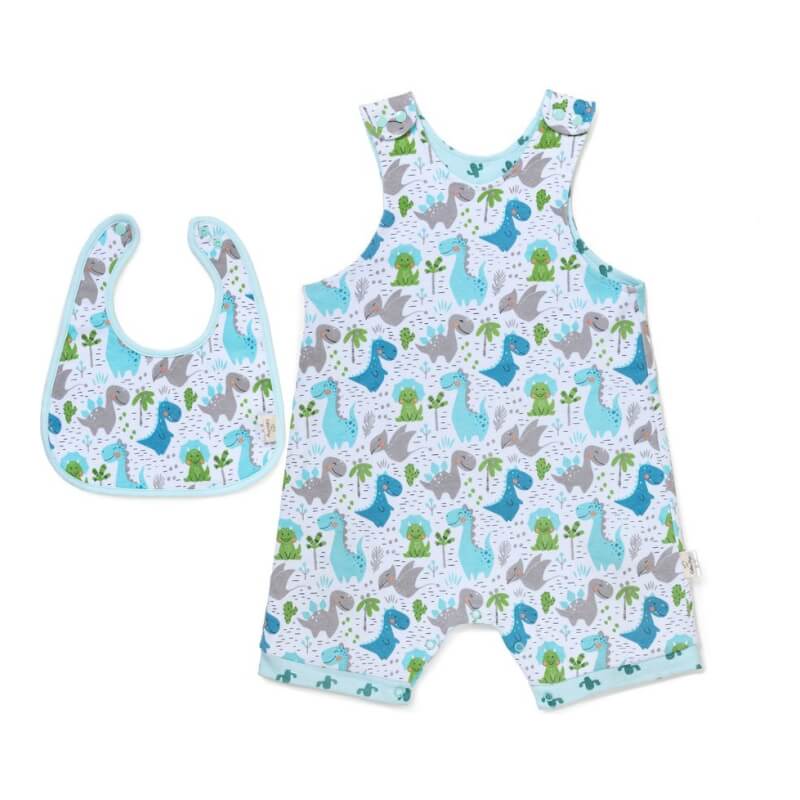 Cotton Pigs Dino and Cactus Reversible Bib Set - 18-24 months