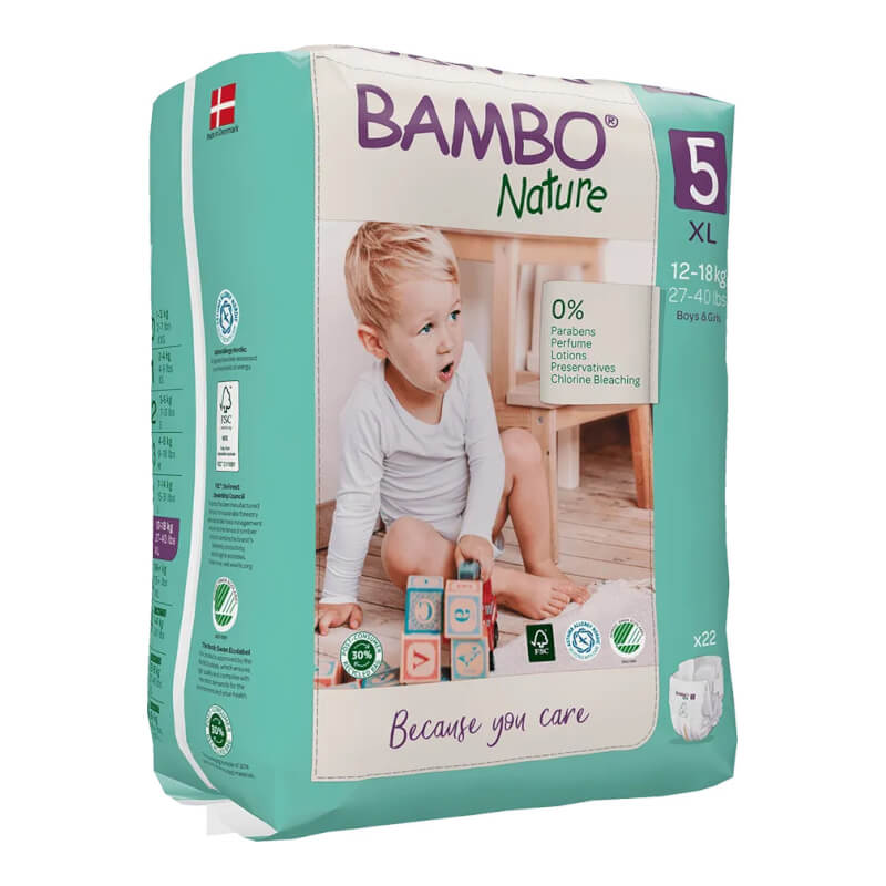 Bambo Nature Eco Diapers - Size 5 (12-18 kgs) XL 22s