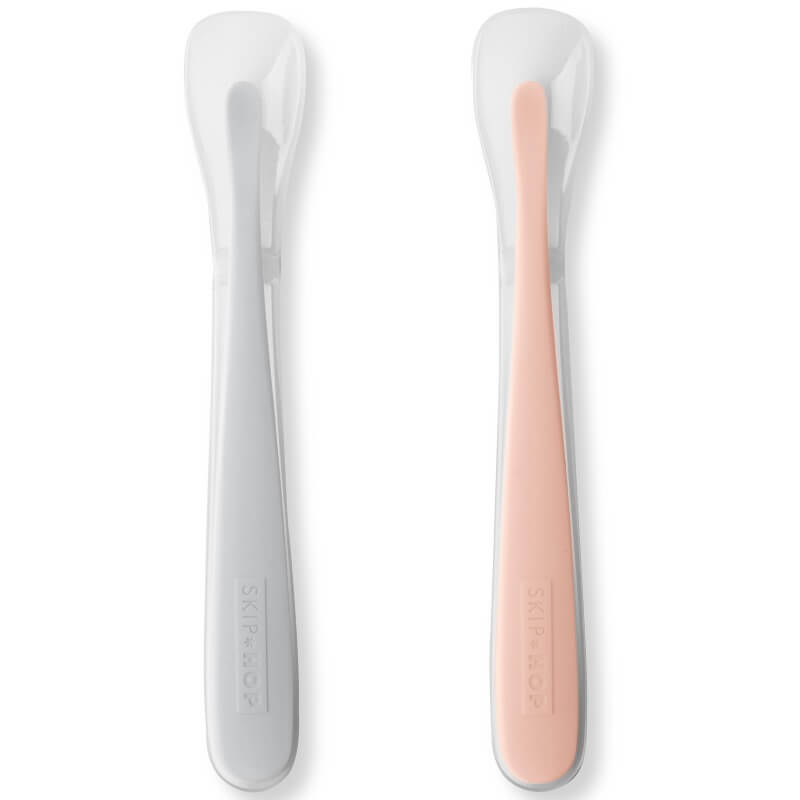 Skip Hop Easy-Feed Spoons (2-Pack) - Grey & Soft Coral