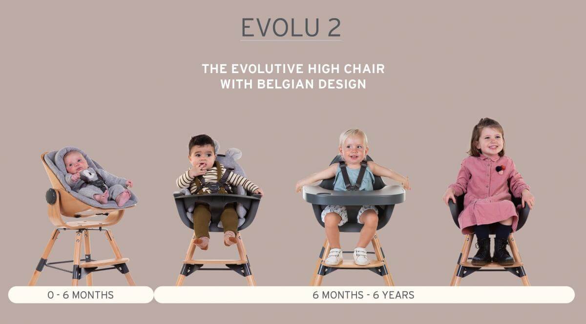 Childhome Evolu  ONE.80° 兒童旋轉高腳餐椅 / 成長椅 (連腳欄及安全帶)