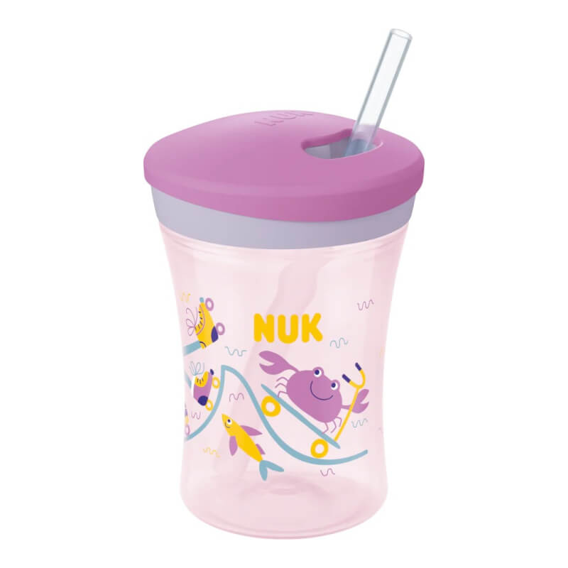 NUK Evolution Straw Cup 230ml - Purple Octopus
