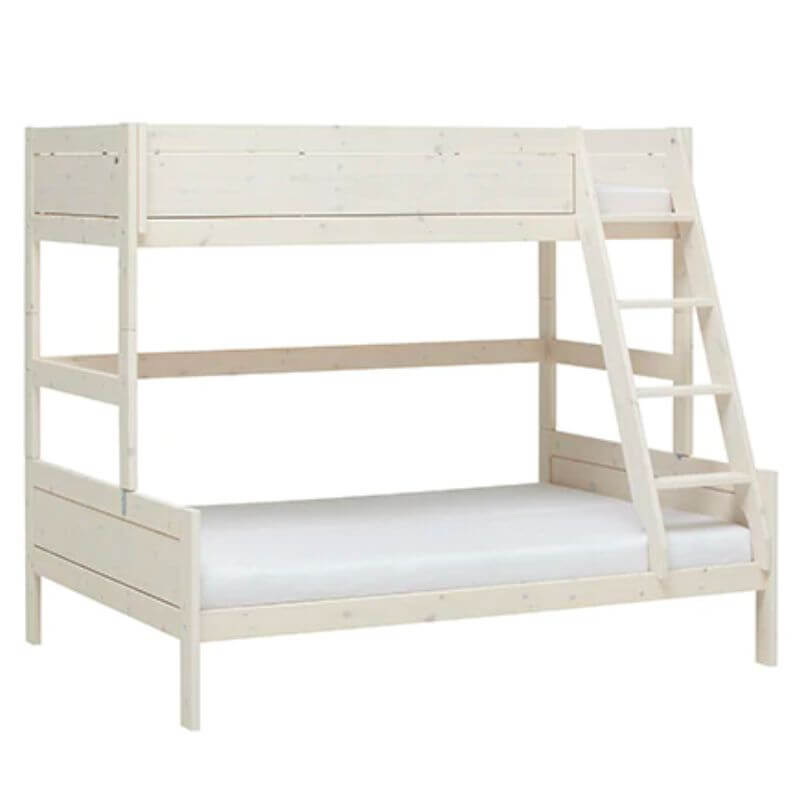 LIFETIME Kidsrooms Family Bunk Bed with Ladder 140x200cm & 90x200cm - Whitewash