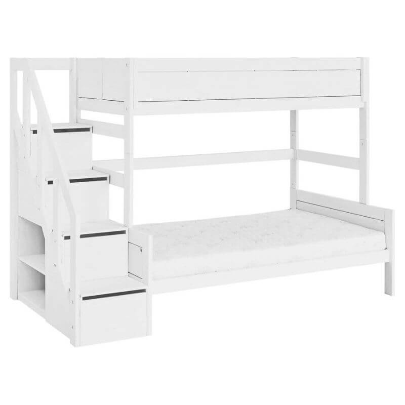 LIFETIME Kidsrooms Family Bunk Bed with Step Ladder 120x200cm & 90x200cm - White