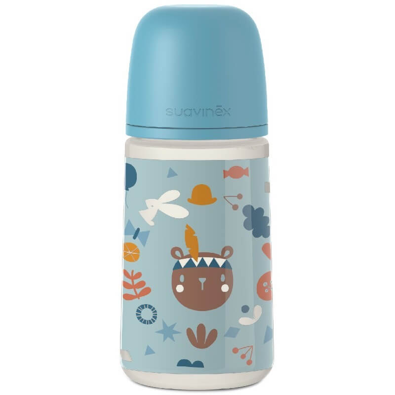 Suavinex Forest PP Bottle 270ml with Physiological Silicone Teat - Medium Flow 3m+ - Blue