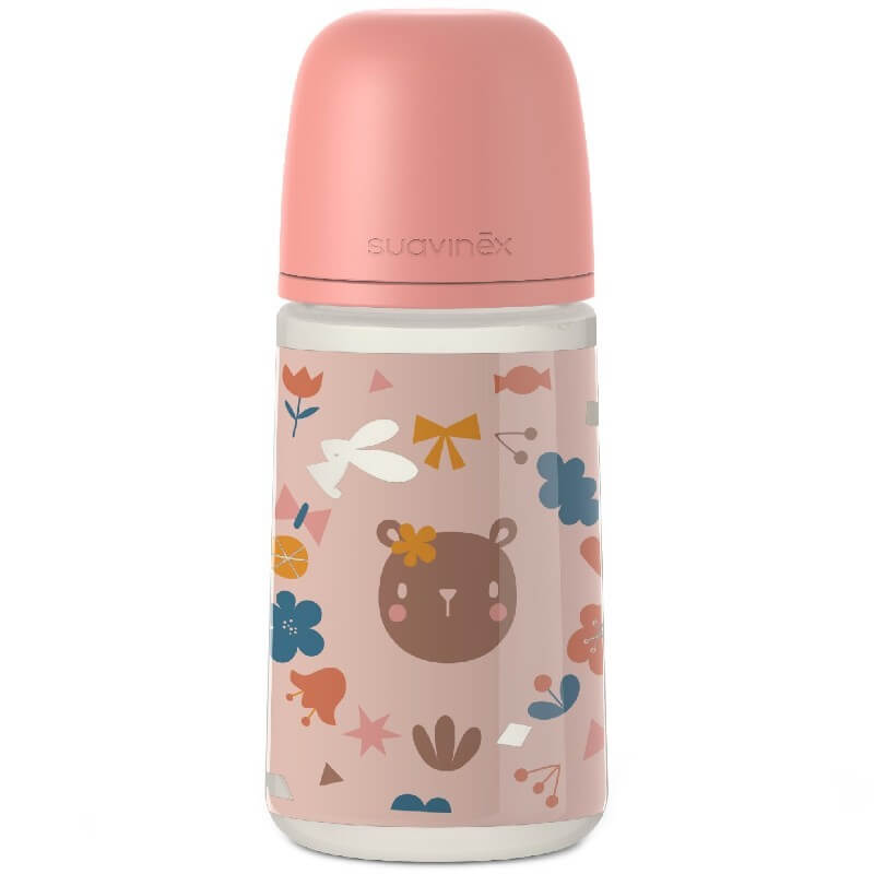 Suavinex Forest PP Bottle 270ml with Physiological Silicone Teat - Medium Flow 3m+ - Pink