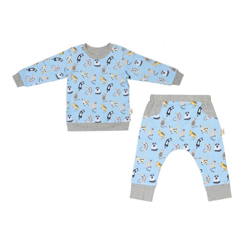 Cotton Pigs Funny Cats Reversible Jumper Pants Set - 18-24 months