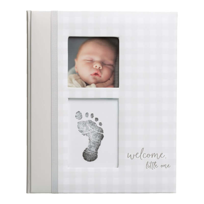 Pearhead Gingham Babybook - Grey