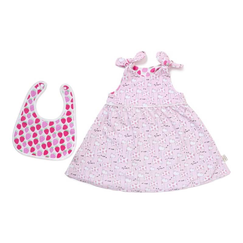 Cotton Pigs Giraffe and Strawberries Bib Set - 18-24 months