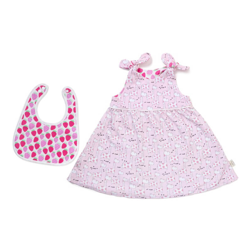 Cotton Pigs Giraffe and Strawberries Bib Set - 3-6 months