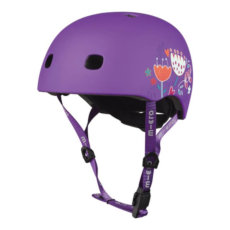 Micro Scooter Helmet Lightweight - Floral Purple - Small 48-53cm