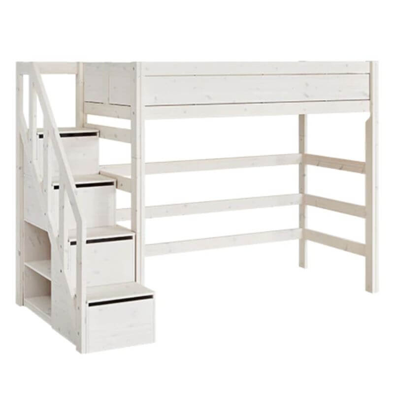 LIFETIME Kidsrooms High Bed with Step Ladder 90x200cm - Whitewash