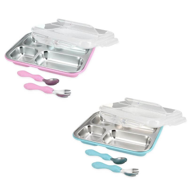Nuby Insulated Stainless Steel Lunchbox with Fork & Spoon