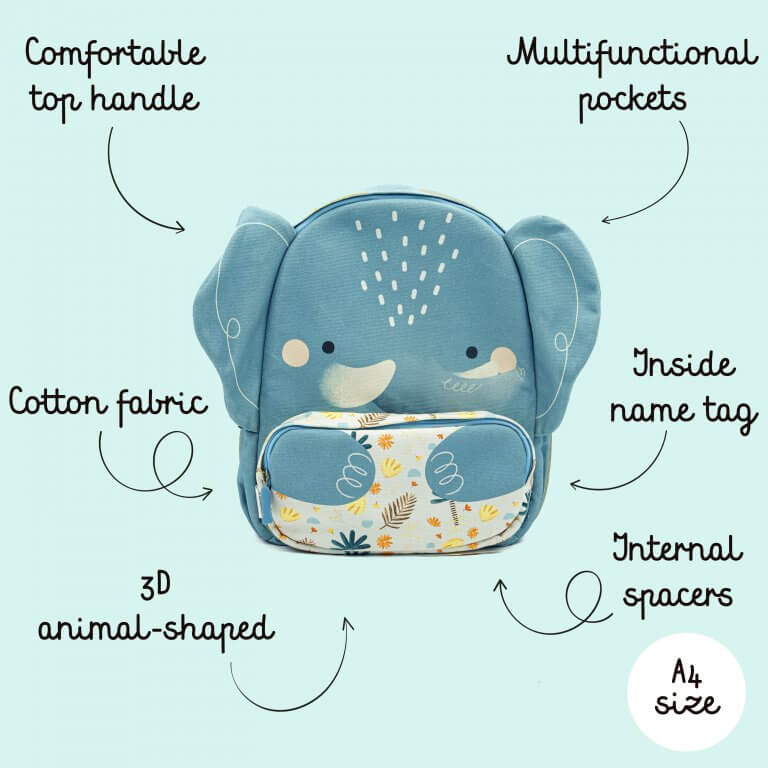 Sassi Junior Eco Backpack - Chewy The Elephant